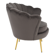 Kreslo v štýle Art-deco, sivohnedá Velvet látka/gold chróm zlatý, NOBLEO