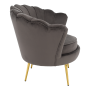 Kreslo v štýle Art-deco, sivohnedá Velvet látka/gold chróm zlatý, NOBLEO