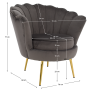 Kreslo v štýle Art-deco, sivohnedá Velvet látka/gold chróm zlatý, NOBLEO