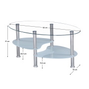 Konferenčný stolík, oceľ/sklo, WAVE NEW