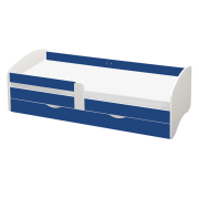 Posteľ s roštom a úložným priestorom 90x200, biela/modrá, COCOLINO