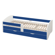 Posteľ s roštom a úložným priestorom 90x200, biela/modrá, COCOLINO