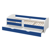 Posteľ s roštom a úložným priestorom 90x200, biela/modrá, COCOLINO