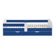 Posteľ s roštom a úložným priestorom 90x200, biela/modrá, COCOLINO