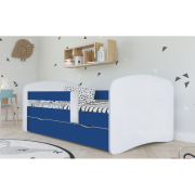 Posteľ s roštom a úložným priestorom 90x200, biela/modrá, COCOLINO