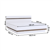 Posteľ 180, biela extra vysoký lesk HG/dub sonoma tmavý truflový, LYNATET TYP 93