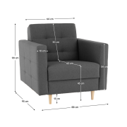 Celočalúnené kreslo, tmavosivá látka, AMEDIA