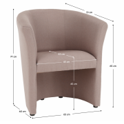 Klubové kreslo, púdrovo ružová látka, CUBA