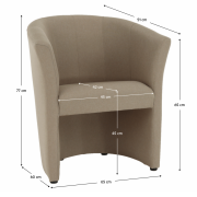 Klubové kreslo, béžová látka, CUBA