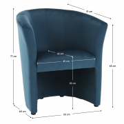 Klubové kreslo, modrá látka, CUBA