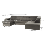 Sedacia súprava, sivohnedá taupe, ľavá, LAMORA U