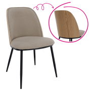 Jedálenská stolička, béžovohnedá/drevo natural/čierna, VUDIA