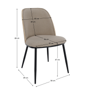 Jedálenská stolička, béžovohnedá/drevo natural/čierna, VUDIA