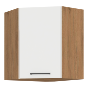 Horná rohová skrinka, biela extra vysoký lesk HG/dub lancelot, VEGA 58x58 GN-72 1F