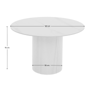 Jedálenský stôl, biely mramor/MDF, priemer 120 cm, MAHIR TYP 1