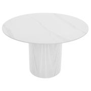 Jedálenský stôl, biely mramor/MDF, priemer 120 cm, MAHIR TYP 1