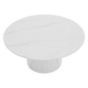Konferenčný stolík, biely mramor/MDF, priemer 80 cm, MAHIR TYP 1