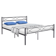 Kovová posteľ s roštom, 180x200, čierna, STELVIA