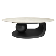 Konferenčný stolík, imitácia mramoru/čierna, AXEN