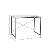 Písací stôl, biela/čierna, 90x60 cm, MELLORA