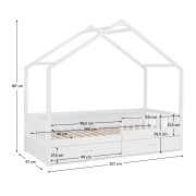 Montessori posteľ, 90x200, biela, masív, BIANKA