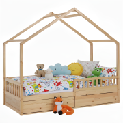 Montessori posteľ, 90x200, prírodná, masív, BIANKA