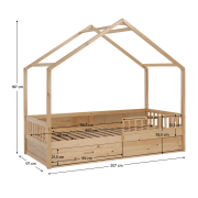 Montessori posteľ, 90x200, prírodná, masív, BIANKA