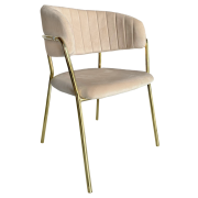 Dizajnové jedálenské kreslo, béžová Velvet látka/gold chróm zlatý, DASMIN NEW TYP 1