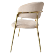 Dizajnové jedálenské kreslo, béžová Velvet látka/gold chróm zlatý, DASMIN NEW TYP 1