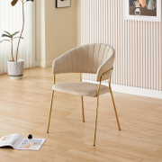 Dizajnové jedálenské kreslo, béžová Velvet látka/gold chróm zlatý, DASMIN NEW TYP 1