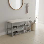 Lavica s botníkom, béžová/sivá, LANGELLA