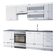 Kuchynská linka 2,4 m, biela, FABIANA