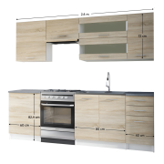 Kuchynská linka 2,4 m, dub sonoma / biela, FABIANA