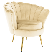Kreslo v štýle Art-deco, béžová Velvet látka/gold chróm zlatý, NOBLEO