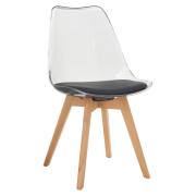 Stolička, transparentná čierna, akryl/ekokoža/buk, BALI 3 NEW