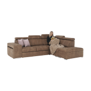 Sedacia súprava, látka hnedá/svetlofialová, pravá, LANZA