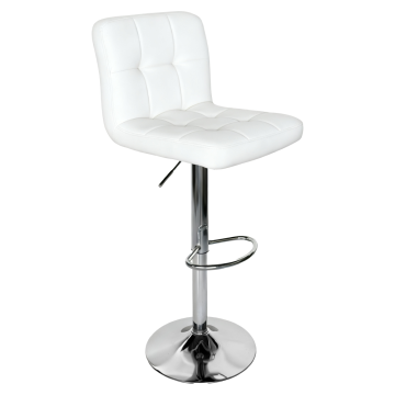 Barová stolička, biela ekokoža/chróm, KANDY 2 NEW