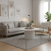 Konferenčný stolík, biely mramor/MDF, priemer 80 cm, MAHIR TYP 1