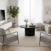 Konferenčný stolík, čierna, priemer 80 cm, MAHIR TYP 2