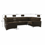 Sedacia súprava, ekokoža hnedá/látka hnedá, SANTIAGO U VEĽKÝ