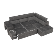 Sedacia súprava, sivá, pravá, MALAGA