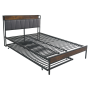 Posteľ s roštom a výsuvnou prístelkou, 140x200, čierna/sivá, NORDO