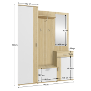 Predsieň, dub sonoma/biela,  AMALIA