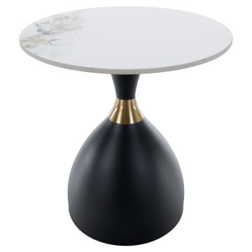 Konferenčný stolík, biely mramor/čierna/zlatá, ODIS NEW