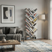 Regál, sivá/biela, VEVEY