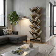 Regál, hnedosivý dub, VEVEY