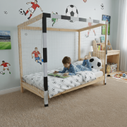 Montessori posteľ, prírodná/biela/čierna, 90x200, FUTAL