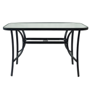 Jedálenský stôl, čierna oceľ/tvrdené sklo, DEMAT NEW