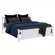 Posteľ s roštom, borovicové drevo/biela, 160x200, LUCAS NEW