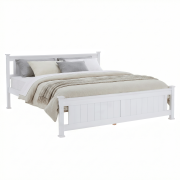 Posteľ s roštom, borovicové drevo/biela, 180x200, LUCAS NEW